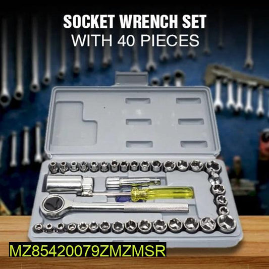 40-Piece Socket Wrench Set Chrome Vanadium Steel
