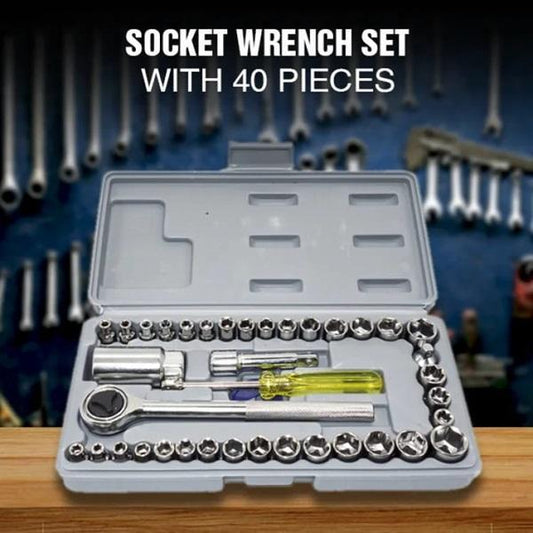 40-Piece Socket Wrench Set Chrome Vanadium Steel