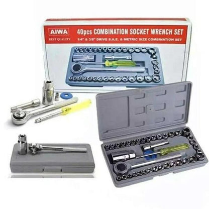 40-Piece Socket Wrench Set Chrome Vanadium Steel
