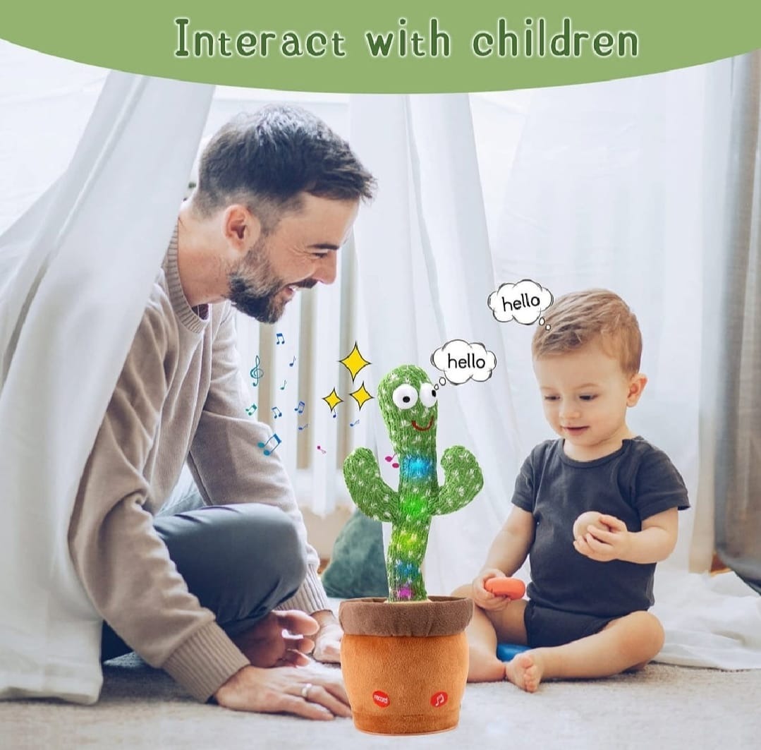 Dancing Cactus Toy for Kids – Talking & Singing Plush Cactus | Interactive Mimic Toy | Battery Operated Fun Toy for Toddlers (Without Box)