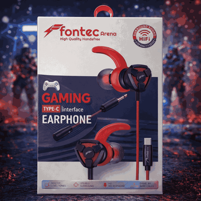 Fontec Arena Gaming Earphones – Type-C & 3.5mm Pin with Detachable Mic