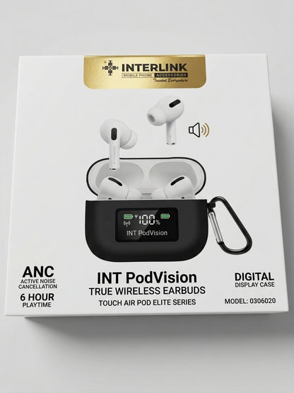 INTERLINK INT PodVision TWS Wireless Earbuds with LED Display Charging Case