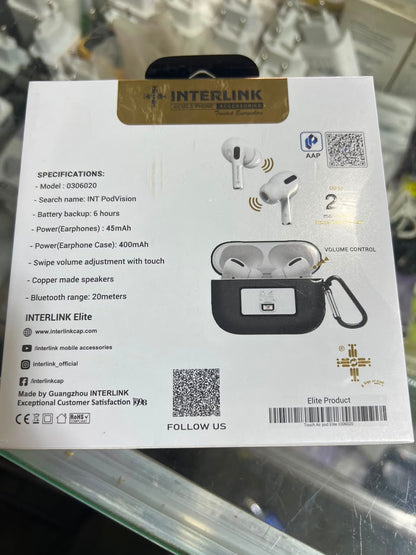 INTERLINK INT PodVision TWS Wireless Earbuds with LED Display Charging Case