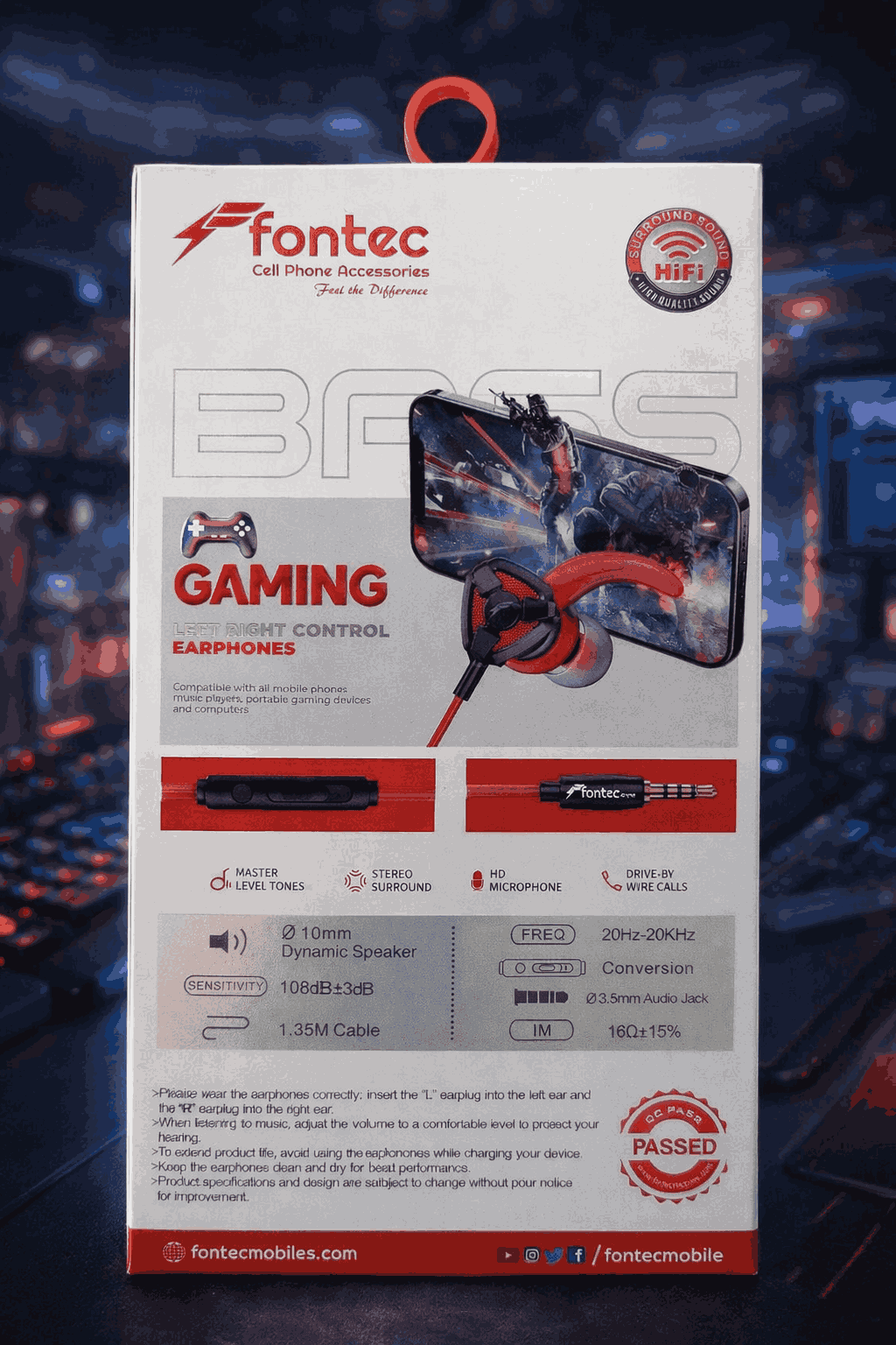 Fontec Arena Gaming Earphones – Type-C & 3.5mm Pin with Detachable Mic