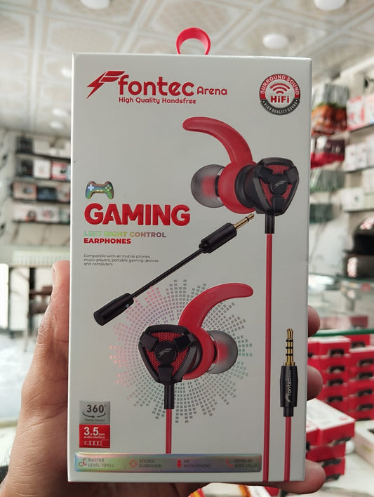 Fontec Arena Gaming Earphones – Type-C & 3.5mm Pin with Detachable Mic