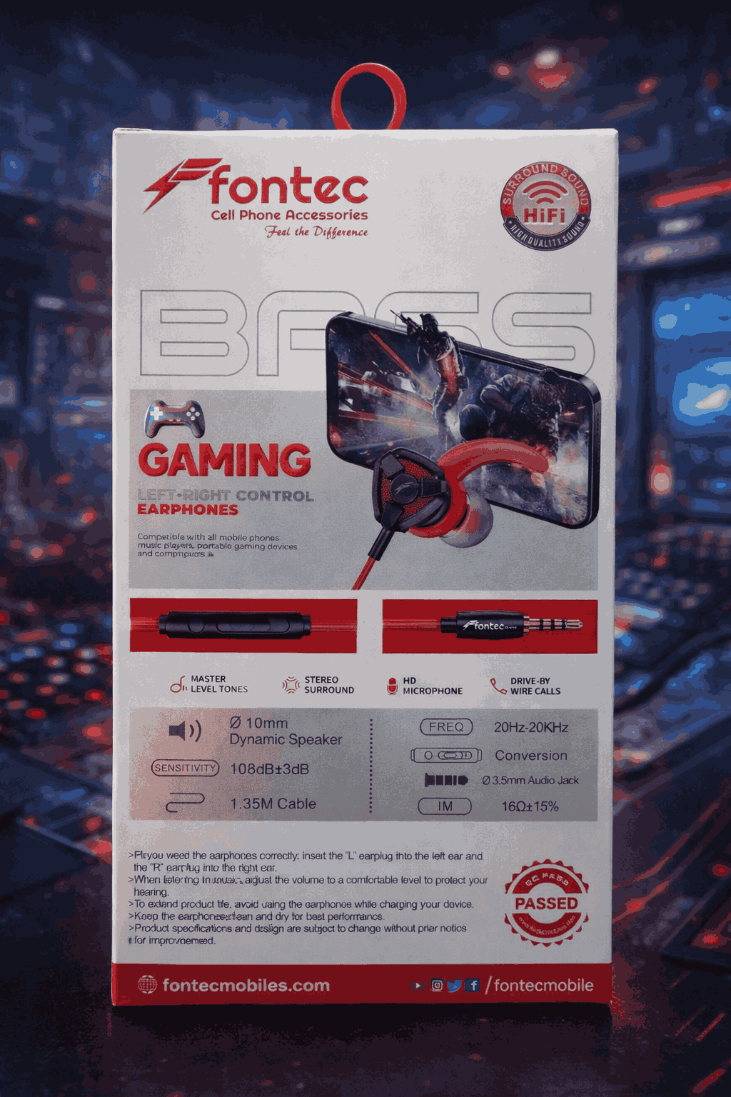 Fontec Arena Gaming Earphones – Type-C & 3.5mm Pin with Detachable Mic