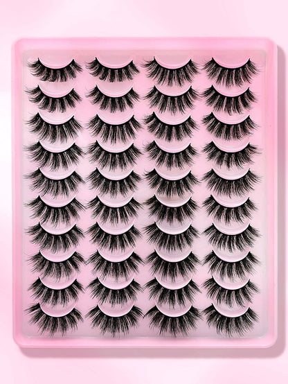 20 Pairs Eyelash Tray - Cosmetic Product Designed For Eye Care And Daily Makeup Routine (Mix Designs)